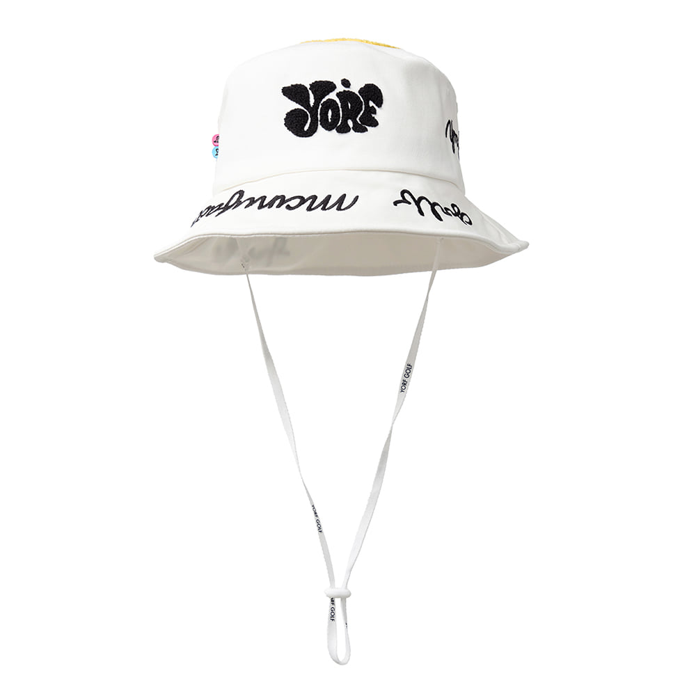 YORF TWILL BUCKET HAT TRIPLE SMILE WHITE