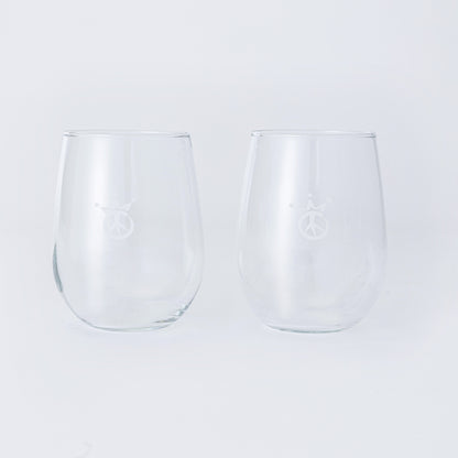 PEACE CROWN STEMLESS WINE GLASS