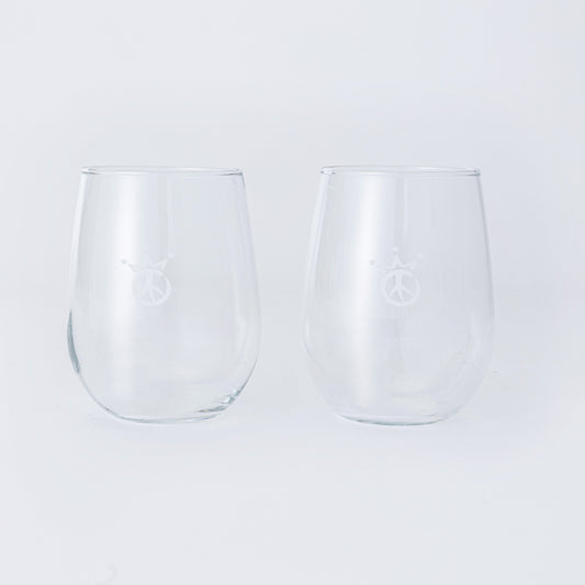 PEACE CROWN STEMLESS WINE GLASS