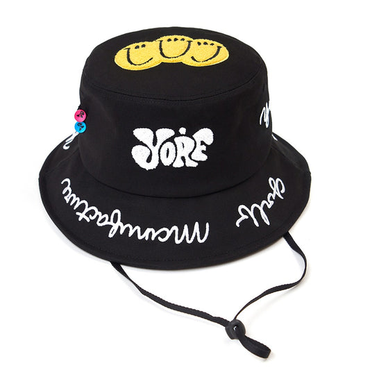 YORF TWILL BUCKET HAT TRIPLE SMILE BLACK