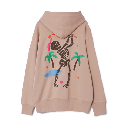スカルバックプリントロゴフーディー